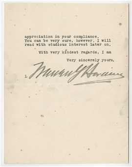 Warren G. Harding Signed Letter (JSA)